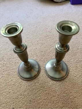Pair Empire Pewter Weighted Candlesticks #841 8.5 Inch Vintage Candle Holders